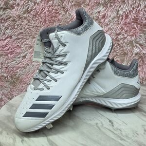 NEW! Adidas Men's Icon Bounce Low Top Lace Up Baseball White/Grey Size 16